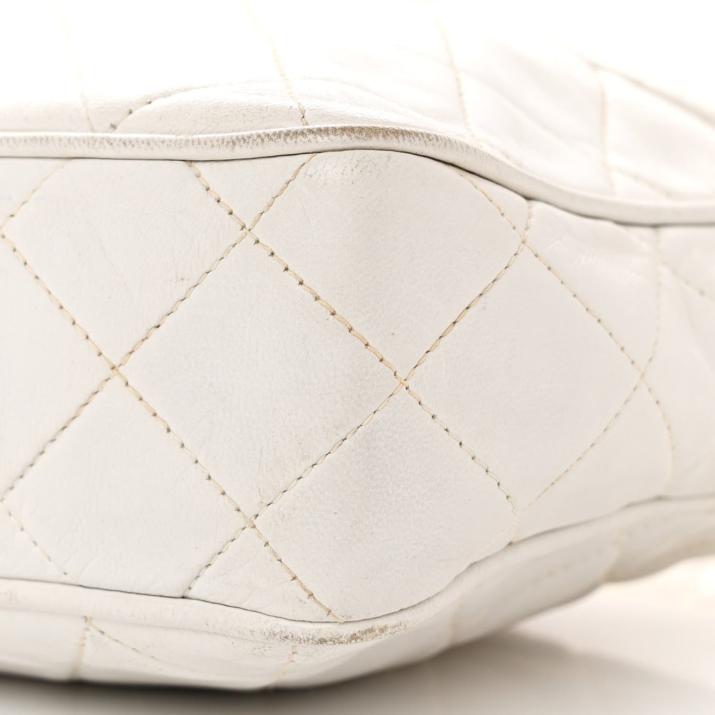 Lambskin Quilted Tassel Camera Case White