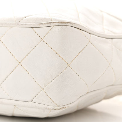 Lambskin Quilted Tassel Camera Case White