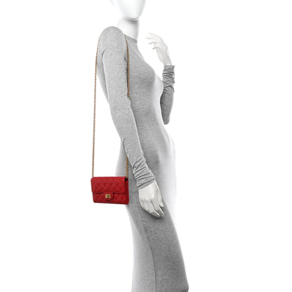 Aged Calfskin Quilted 2.55 Reissue Clutch With Chain Red