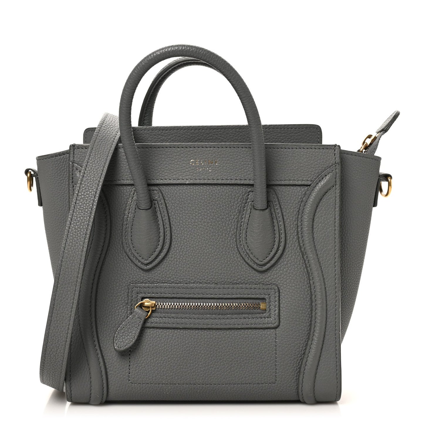 Drummed Calfskin Nano Luggage Kohl