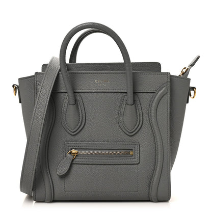 Drummed Calfskin Nano Luggage Kohl