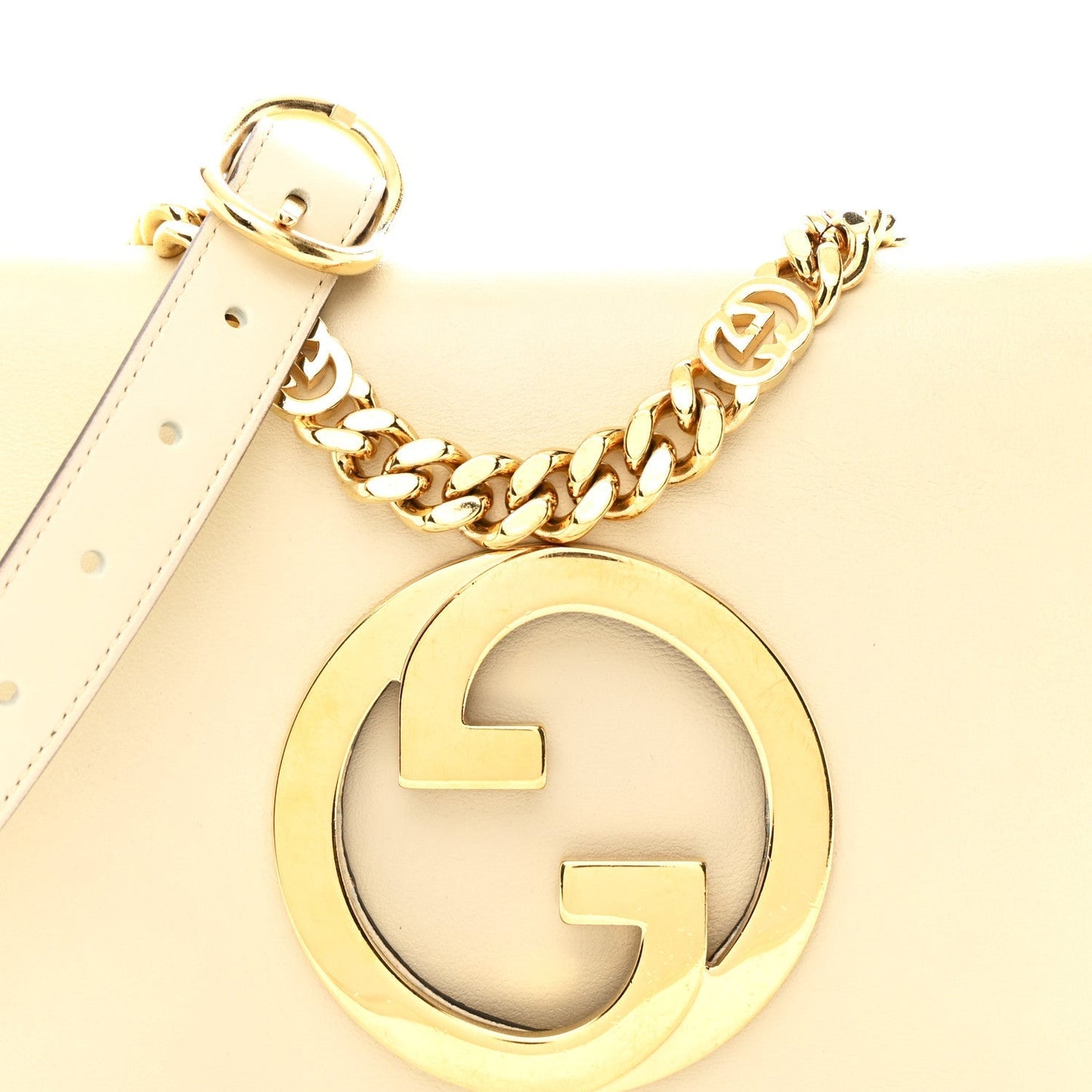 Roxy Calfskin Blondie Chain Shoulder Flap Bag Mystic White