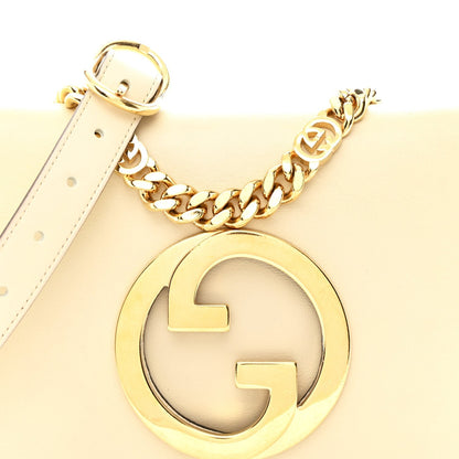 Roxy Calfskin Blondie Chain Shoulder Flap Bag Mystic White