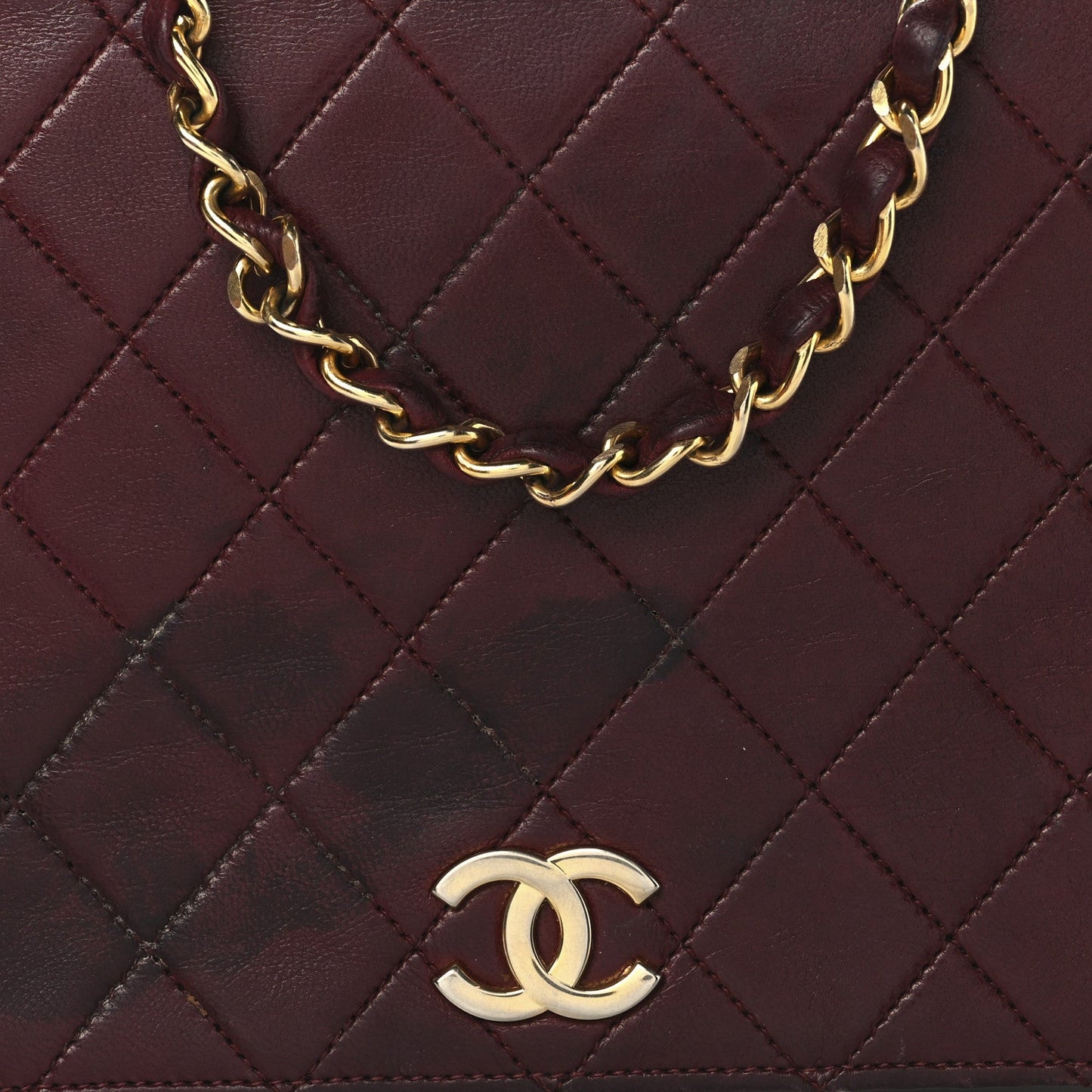 Lambskin Quilted Small Single Flap Bordeaux