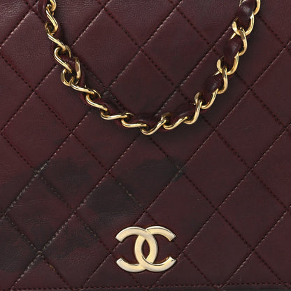 Lambskin Quilted Small Single Flap Bordeaux