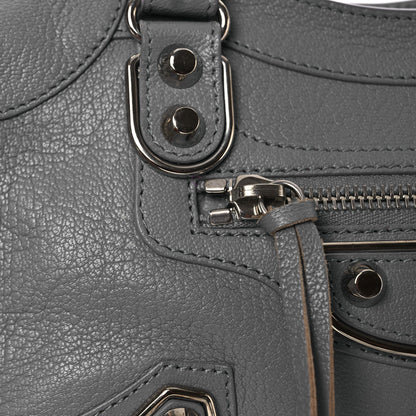 Chevre Silver Metallic Edge Hardware Mini City Bleu Acier