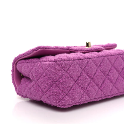 Tweed Quilted Mini Rectangular Flap Purple
