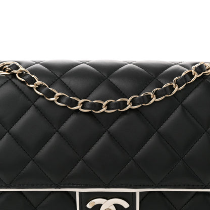 Lambskin Quilted Resin CC Flap Bag Black White