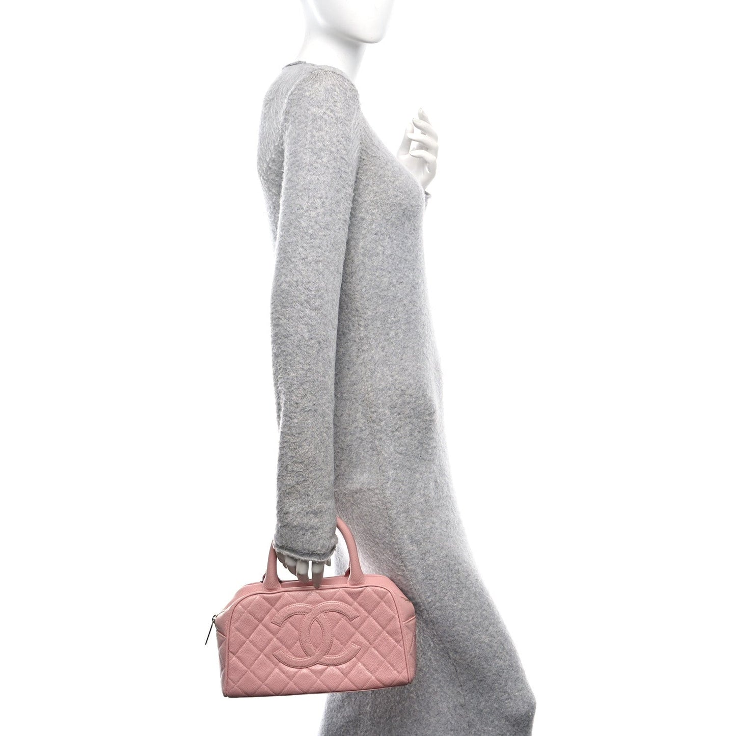 Caviar Quilted Small Bowler Pink