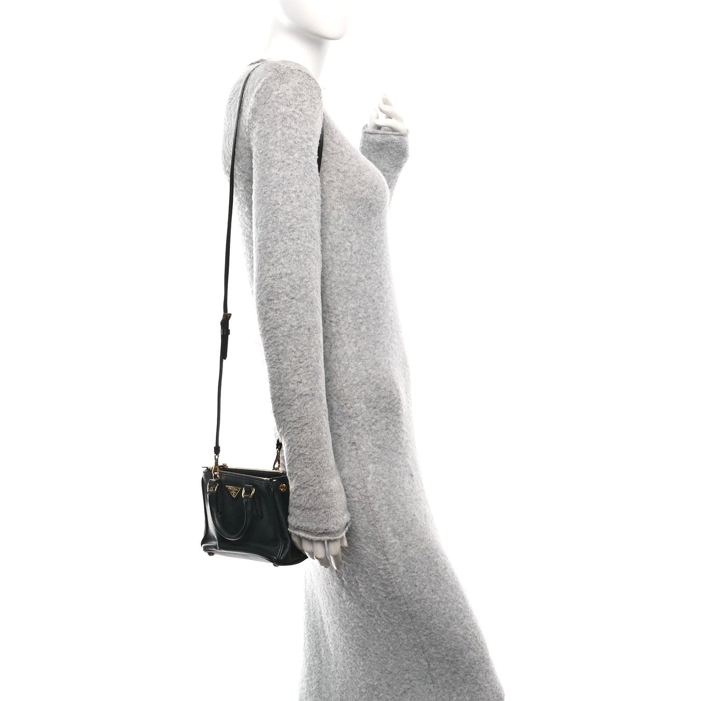 Saffiano Micro Galleria Double Zip Tote Black