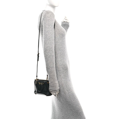 Saffiano Micro Galleria Double Zip Tote Black