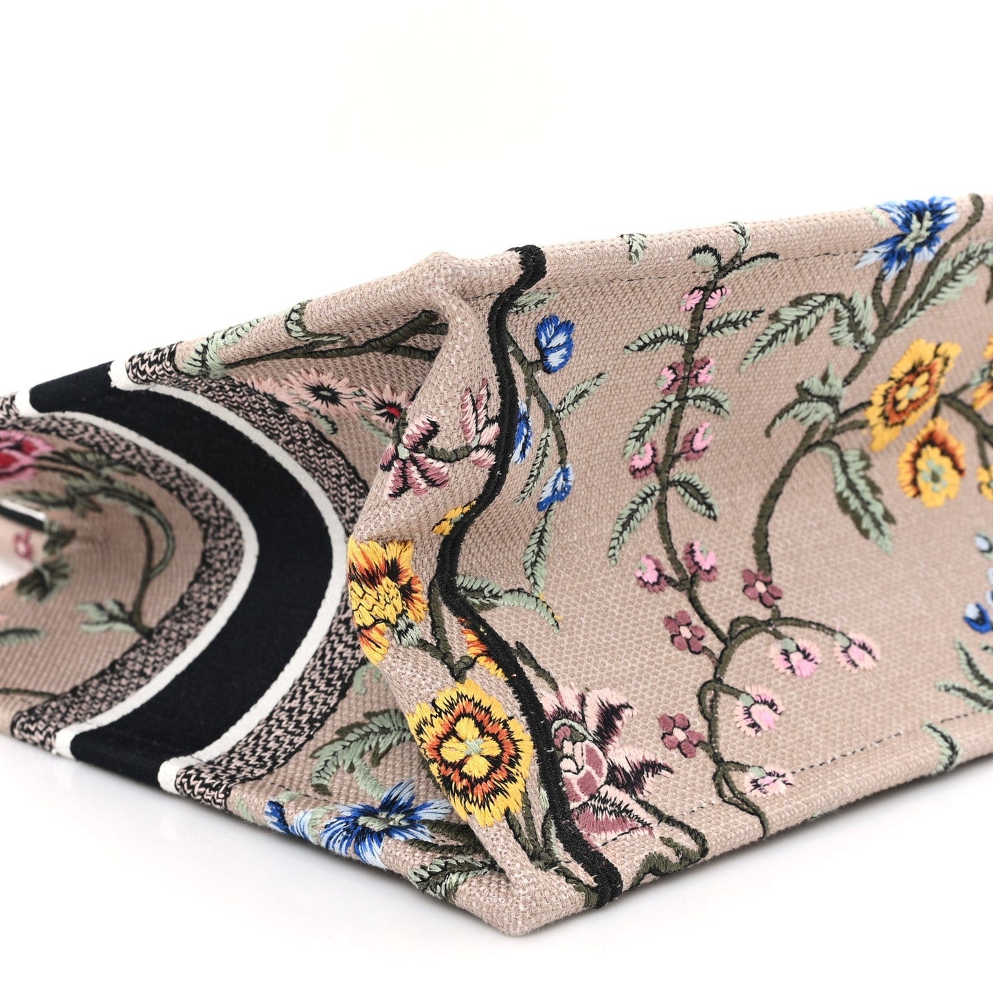 Canvas Embroidered Petites Fleurs Medium Book Tote Rose Multicolor