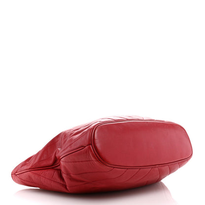 Lambskin Chevron Quilted Shoulder Bag Red