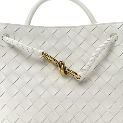 Nappa Intrecciato Small Andiamo Shoulder Bag White
