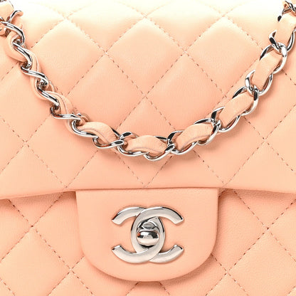 Lambskin Quilted Mini Rectangular Flap Light Pink