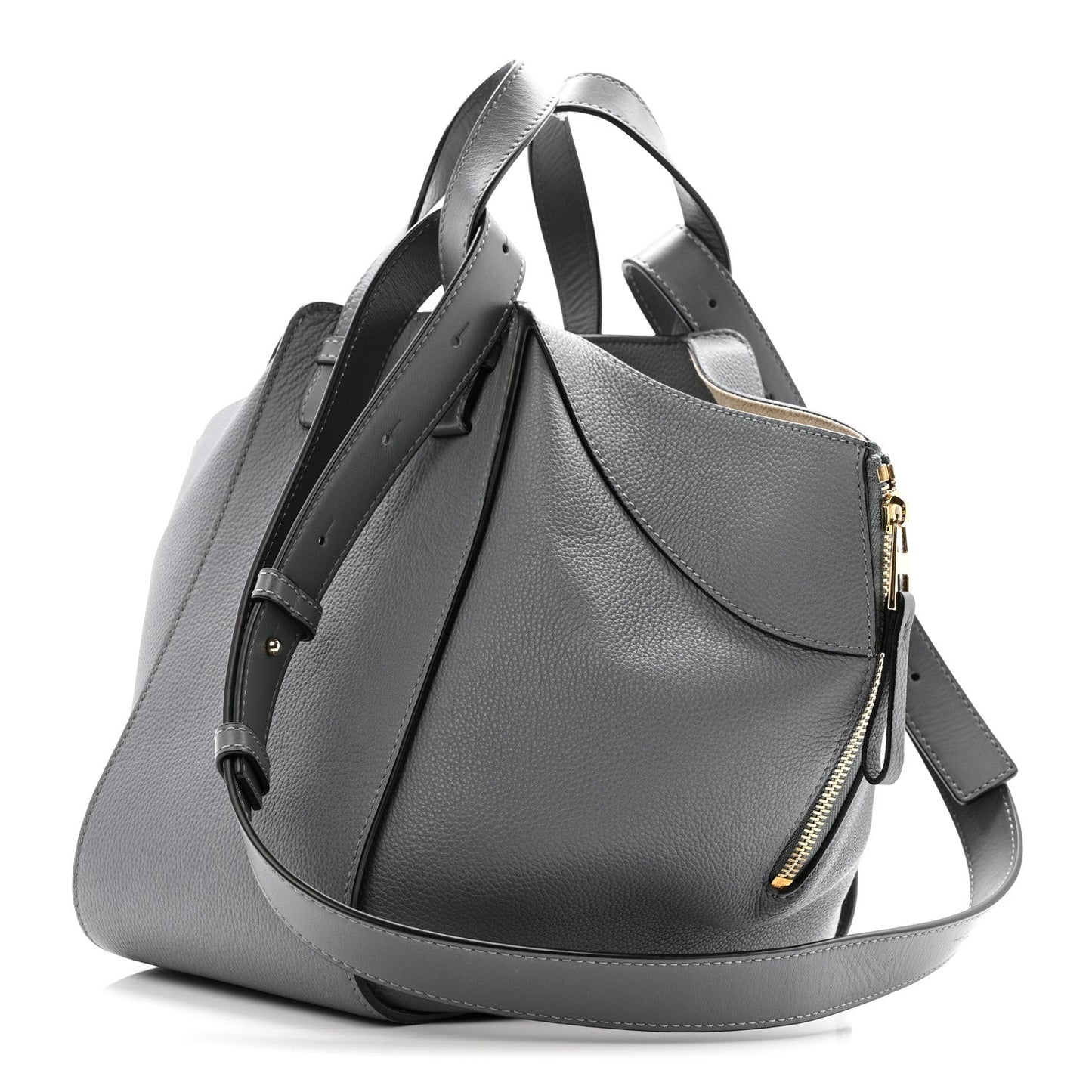 Grained Calfskin Small Hammock Shoulder Bag Asphalt