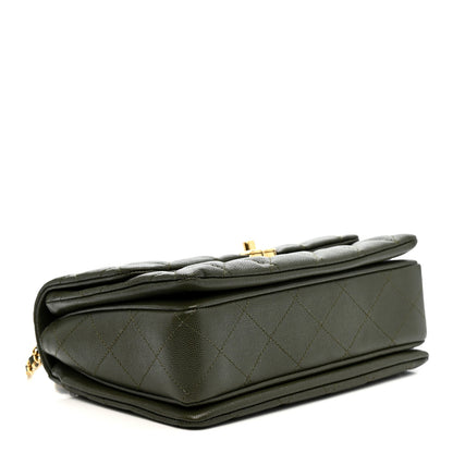 Caviar Quilted Mini Coco First Flap Khaki