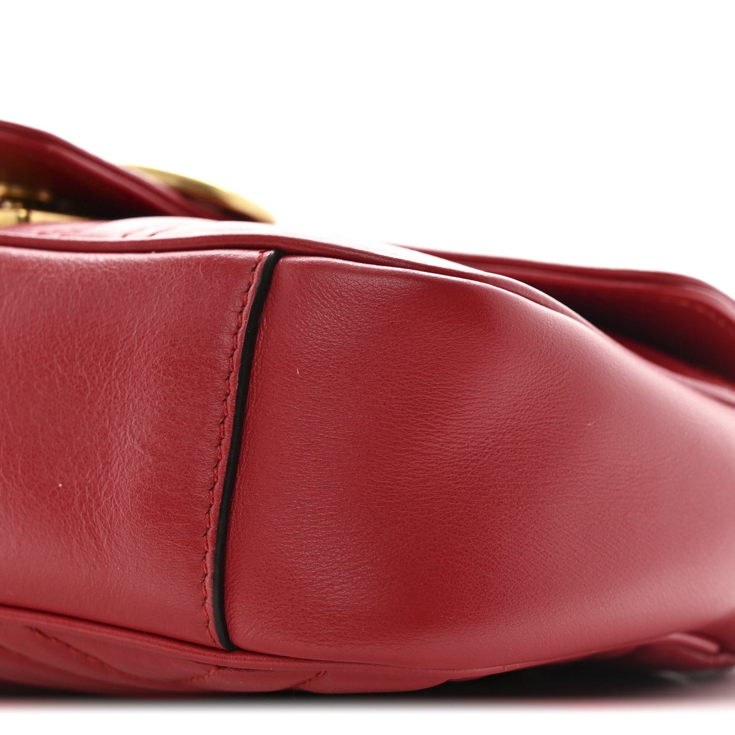 Calfskin Matelasse Mini GG Marmont Shoulder Bag Hibiscus Red