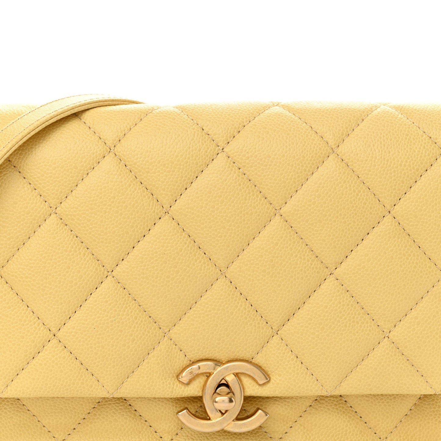 Shiny Caviar Quilted Large Chain Melody Flap Yellow