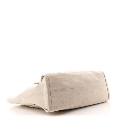 Linen Vitello Large Logo Tote Natural