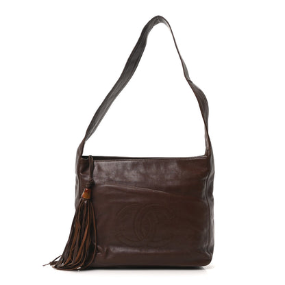 Lambskin CC Tassel Shoulder Bag Brown
