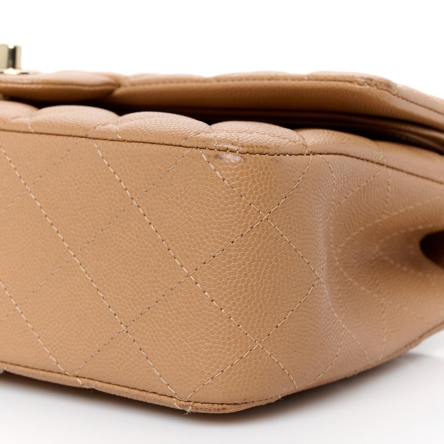 Caviar Quilted Medium Double Flap Dark Beige