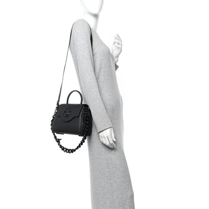 Grained Calfskin Small La Medusa Top Handle Bag Black