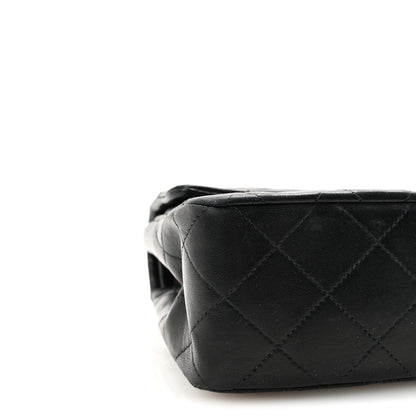 Lambskin Quilted Small Double Flap Black