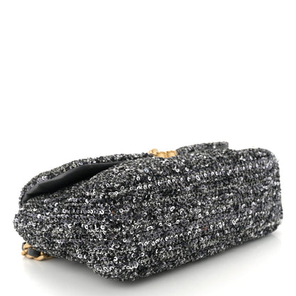 Tweed Sequin Quilted Medium Chanel 19 Flap Black Multicolor