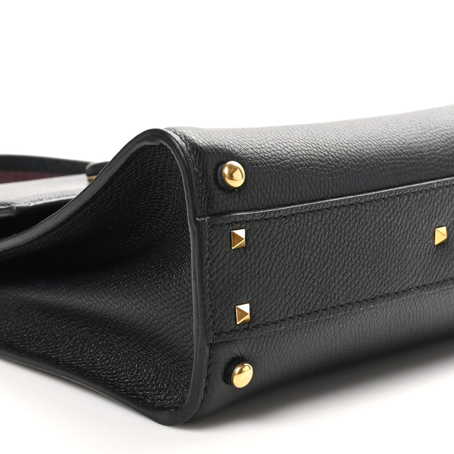 Grainy Calfskin Small VSling Top Handle Bag Black