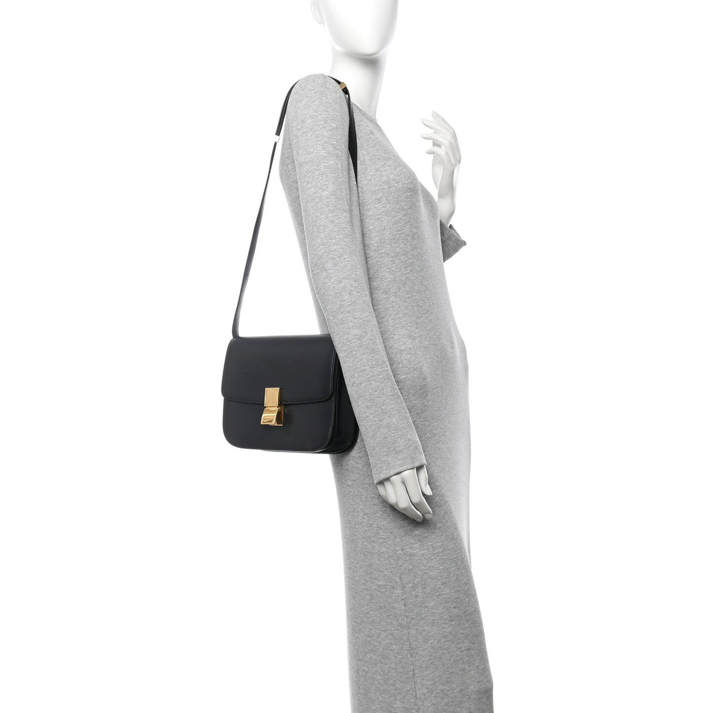 Liege Calfskin Medium Classic Box Flap Bag Anthracite