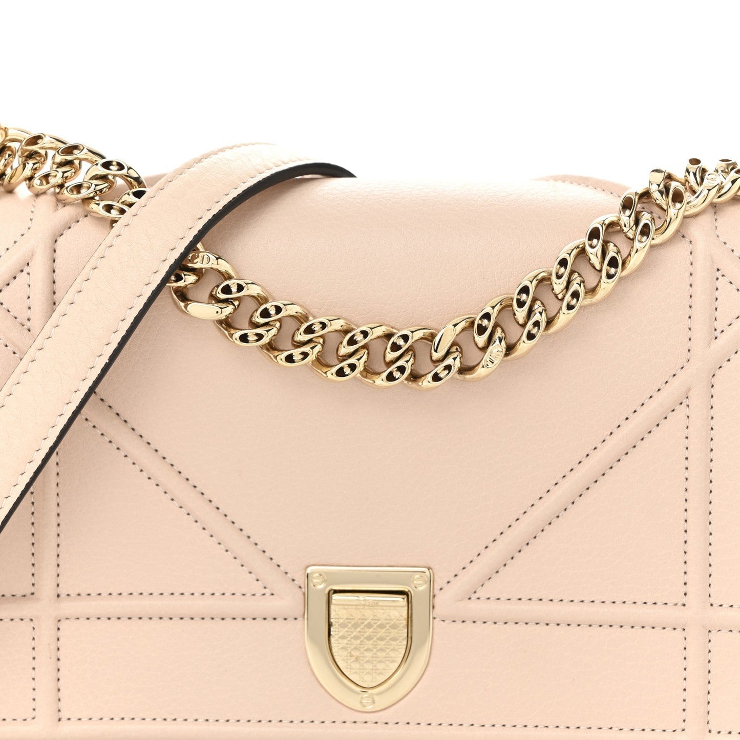 Grained Calfskin Small Diorama Flap Bag Nude