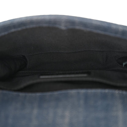 Denim Embossed Small Boy Flap Blue
