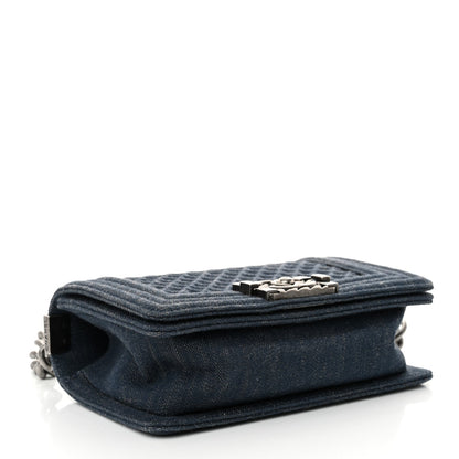 Denim Embossed Small Boy Flap Blue