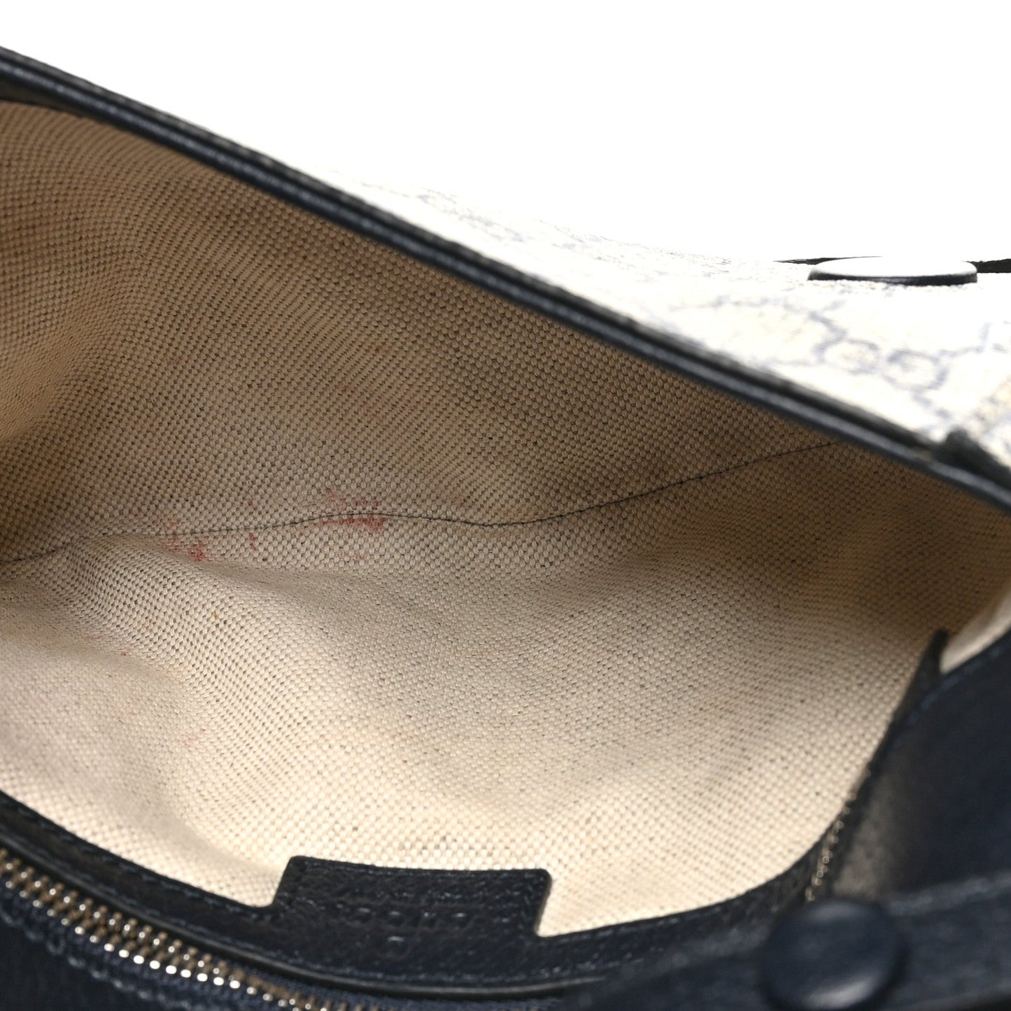 GG Supreme Monogram Textured Dollar Calfskin Blondie Chain Shoulder Flap Bag Beige Blue