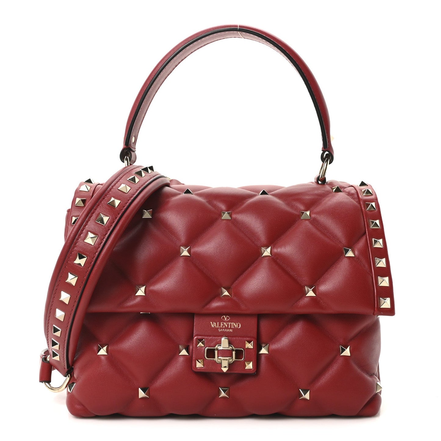 Nappa Medium Candystud Top Handle Bag Rosso Valentino