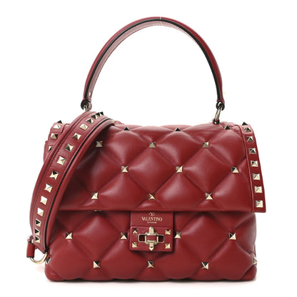 Nappa Medium Candystud Top Handle Bag Rosso Valentino