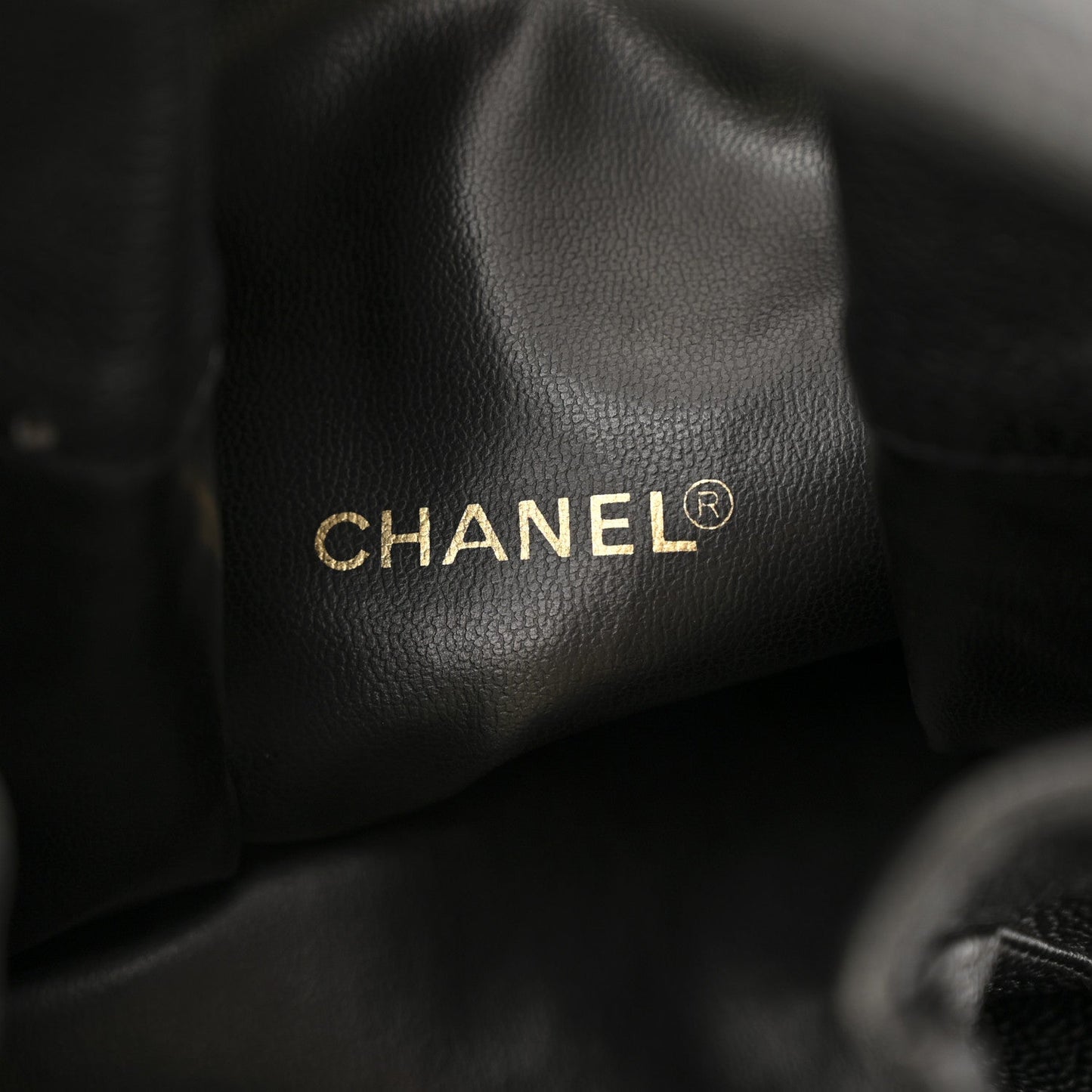 Caviar Quilted Drawstring Backpack Black