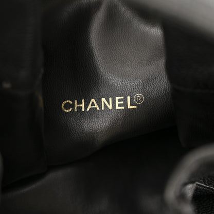 Caviar Quilted Drawstring Backpack Black