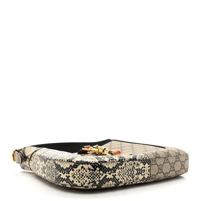 GG Supreme Monogram Snakeskin Small Jackie 1961 Hobo Beige Ebony