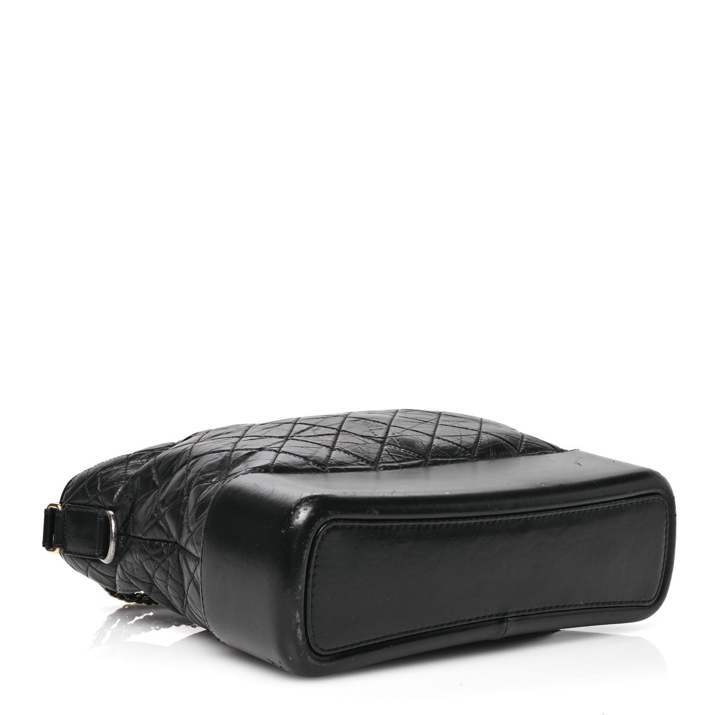 Aged Calfskin Quilted Large Gabrielle Hobo  Black
