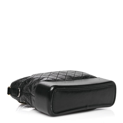 Aged Calfskin Quilted Large Gabrielle Hobo  Black
