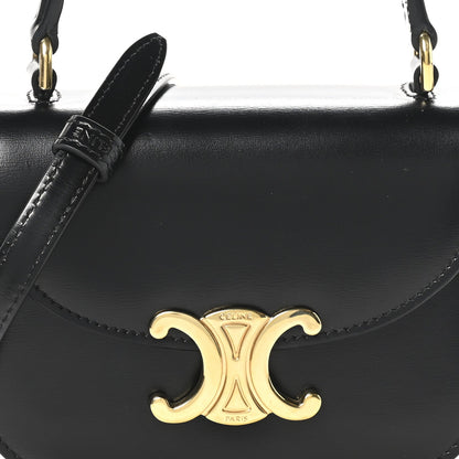 Shiny Calfskin Triomphe Mini Besace Clea Black