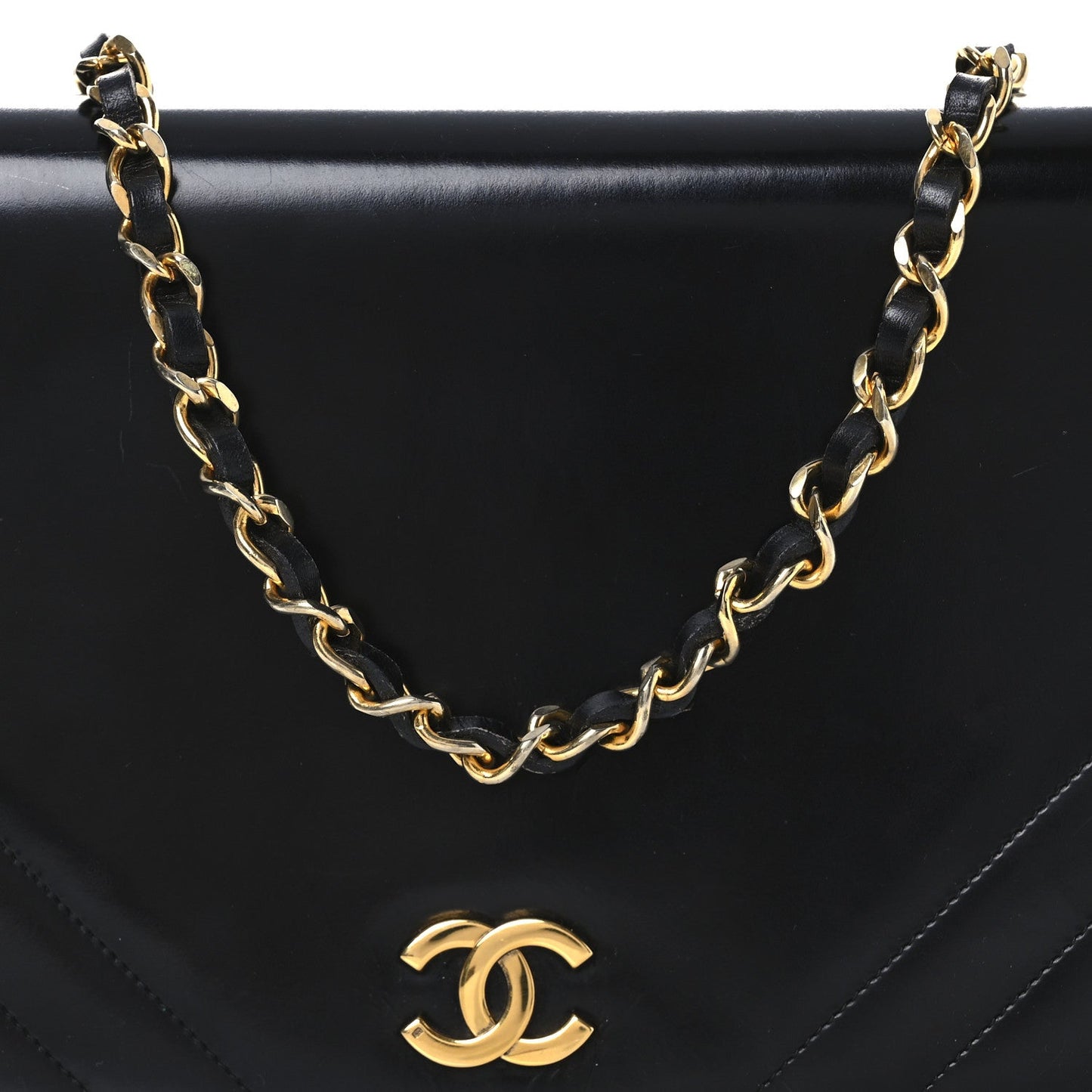 Lambskin Chevron Quilted Small Single Flap Black