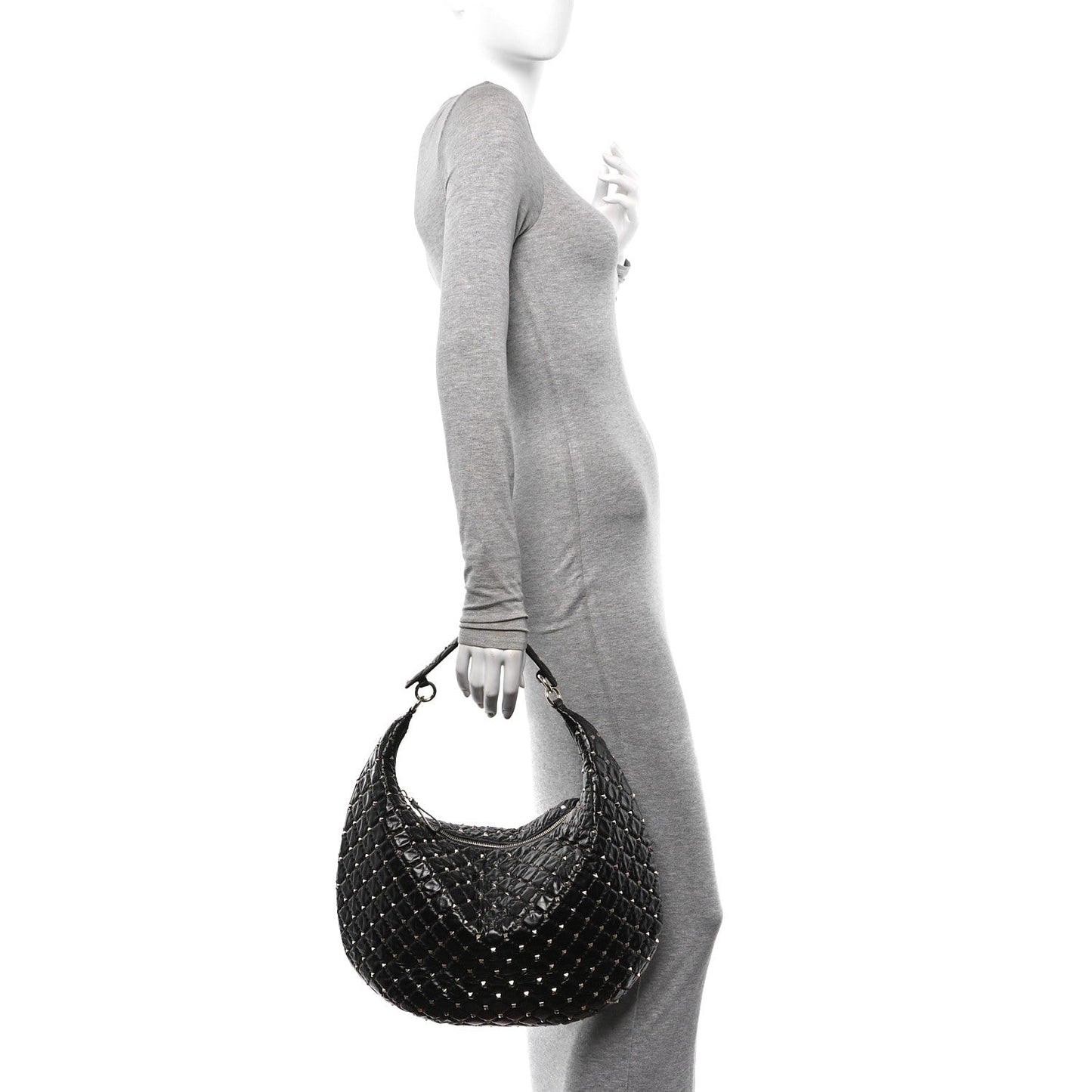 Nappa Rockstud Spike Hobo Black