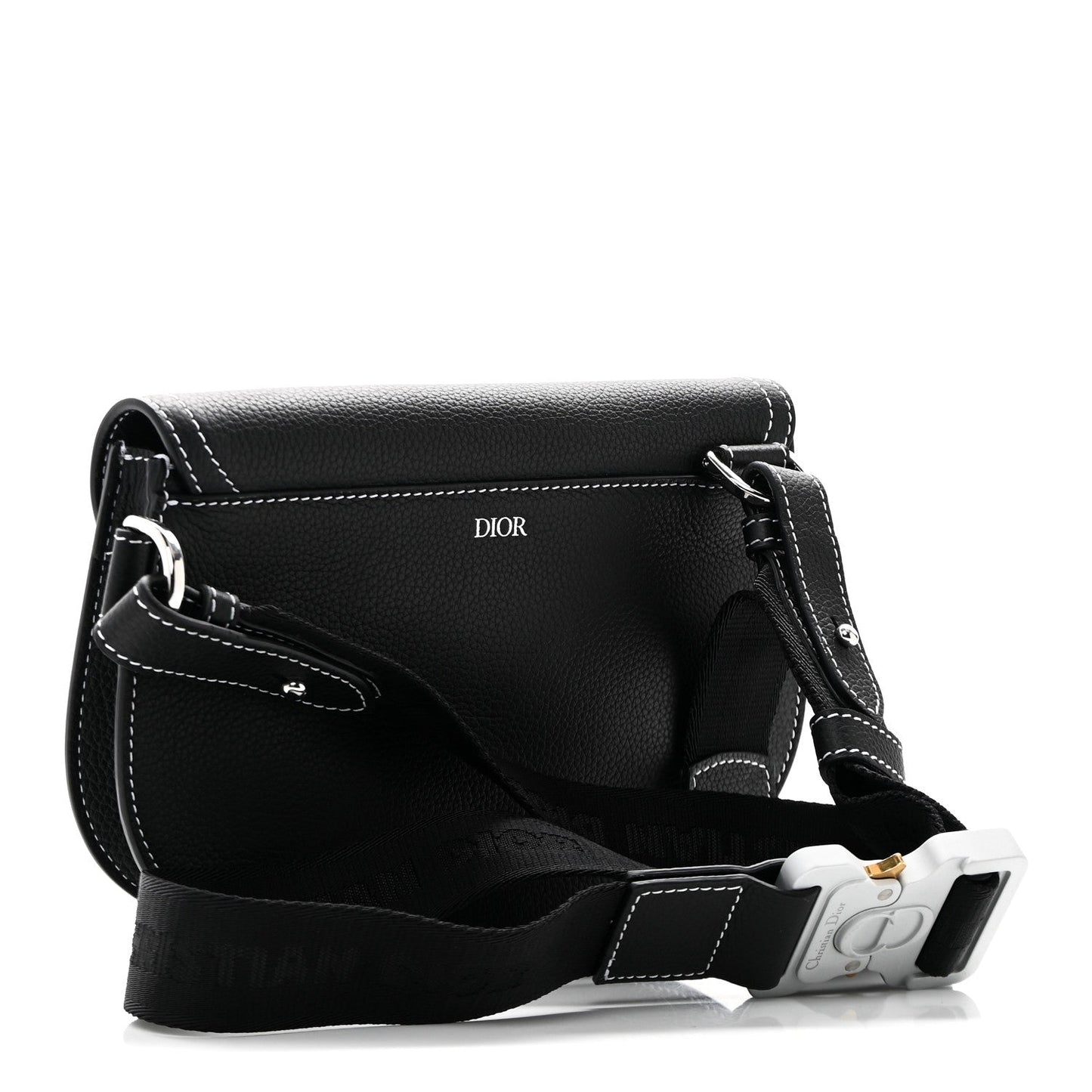 X KAWS Grained Calfskin Saddle Pouch Black