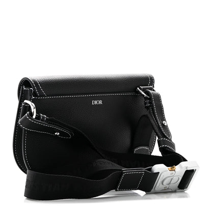 X KAWS Grained Calfskin Saddle Pouch Black