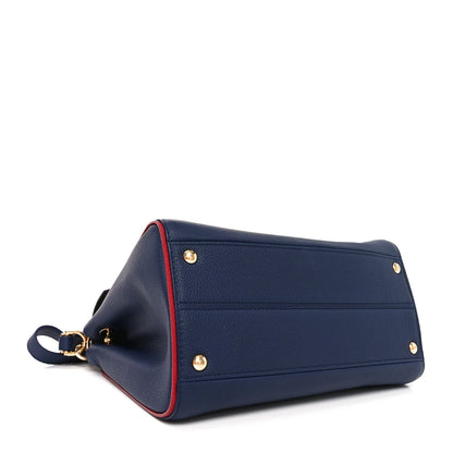 Grained Calfskin Monogram Double V Blue Marine