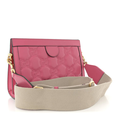 Calfskin GG Matelasse Small Slim Chain Shoulder Bag Rhodamine Pink Natural