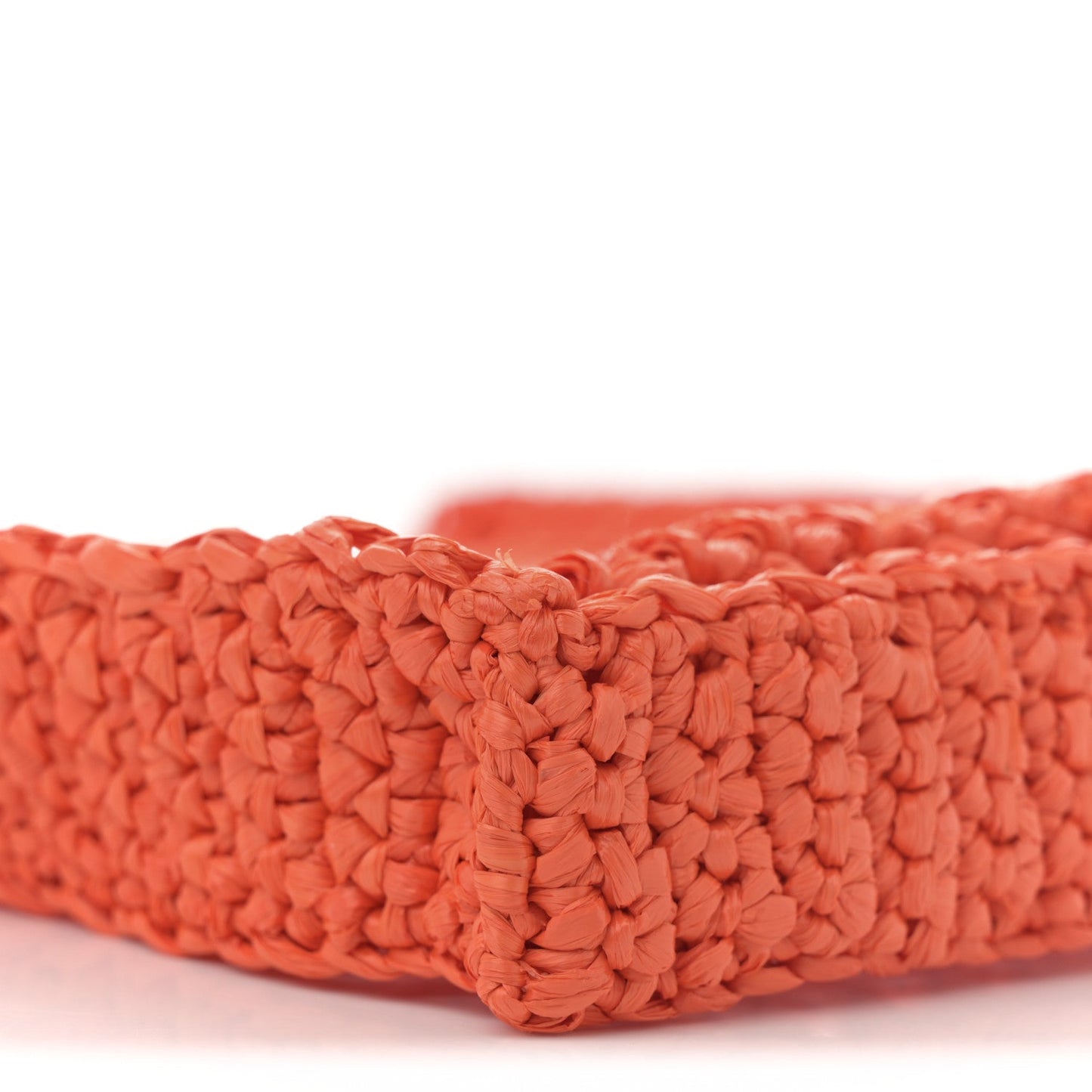 Yarn Raffia Effect Crochet Logo Embroidered Tote Bag Arancio
